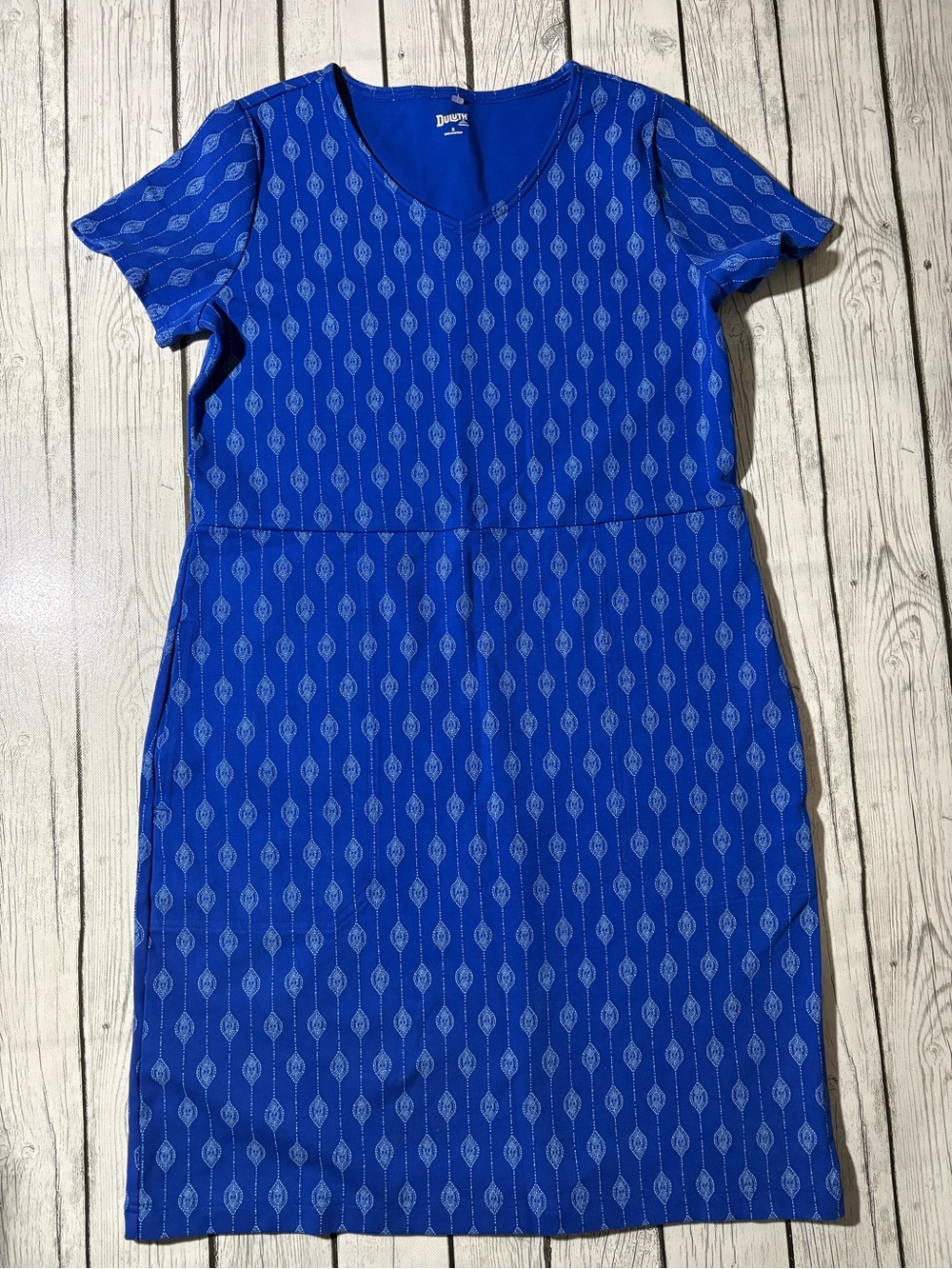 Duluth trading co Blue Short-Sleeve Printed Shift Dress